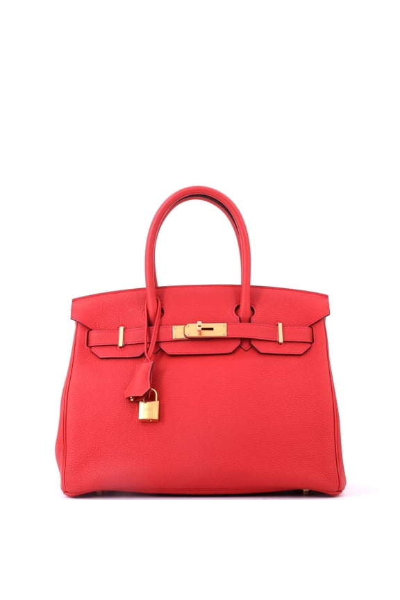 Pre-Owned Birkin Handbag Geranium Togo with Gold Hardware 30 By Rebag