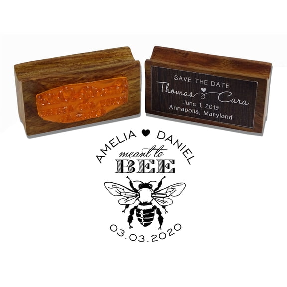 Printtoo Round Personalized Wedding Favor Stamp Custom Wood Mounted Stamp Meant To Bee Rubber Stamper-1.57 Inches Diamater