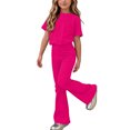thumbnail image 2 of LvhaoGJOB Little Kids Girls T-Shirt and Shorts Outfit Set, Hot Pink - graphic print, custom print, 2 of 7