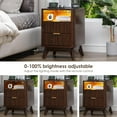 thumbnail image 4 of Nightstand with Charging Station, Fluted Nightstand with LED Lights, Modern Rustic Side Table with 2 Storage Drawers, Wooden End Table for Bedroom, Walnut, 4 of 7