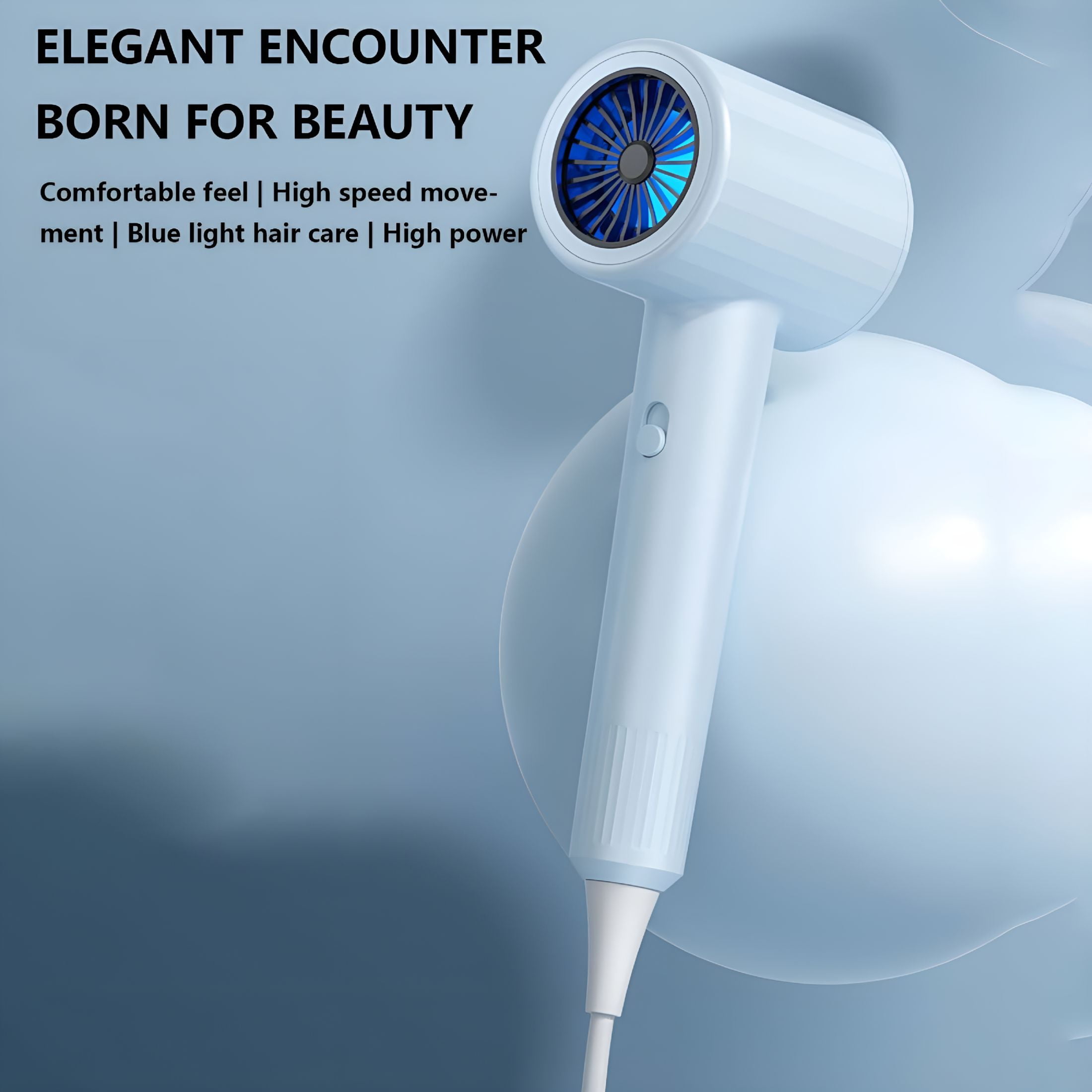 HIBIBUD Hair Dryer with Folding Handle and Retractable Cord, Travel Hair Dryer for Women, Gray