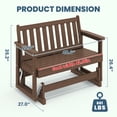 thumbnail image 2 of LOYALICE Outdoor Glider Rocking Chair,2 Person Bench Swings for Outside,HDPE All-Weather Resistant 2-Person Loveseat, Patio Glider with 660LBS Capacity for Backyard Garden Porch, Brownwood, 2 of 7