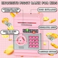 thumbnail image 5 of Piggy Bank for Kids Girls Boys, Large Electronic Money Saving Box with Password Protection, Automatic Paper Money Scroll - Pink, 5 of 9