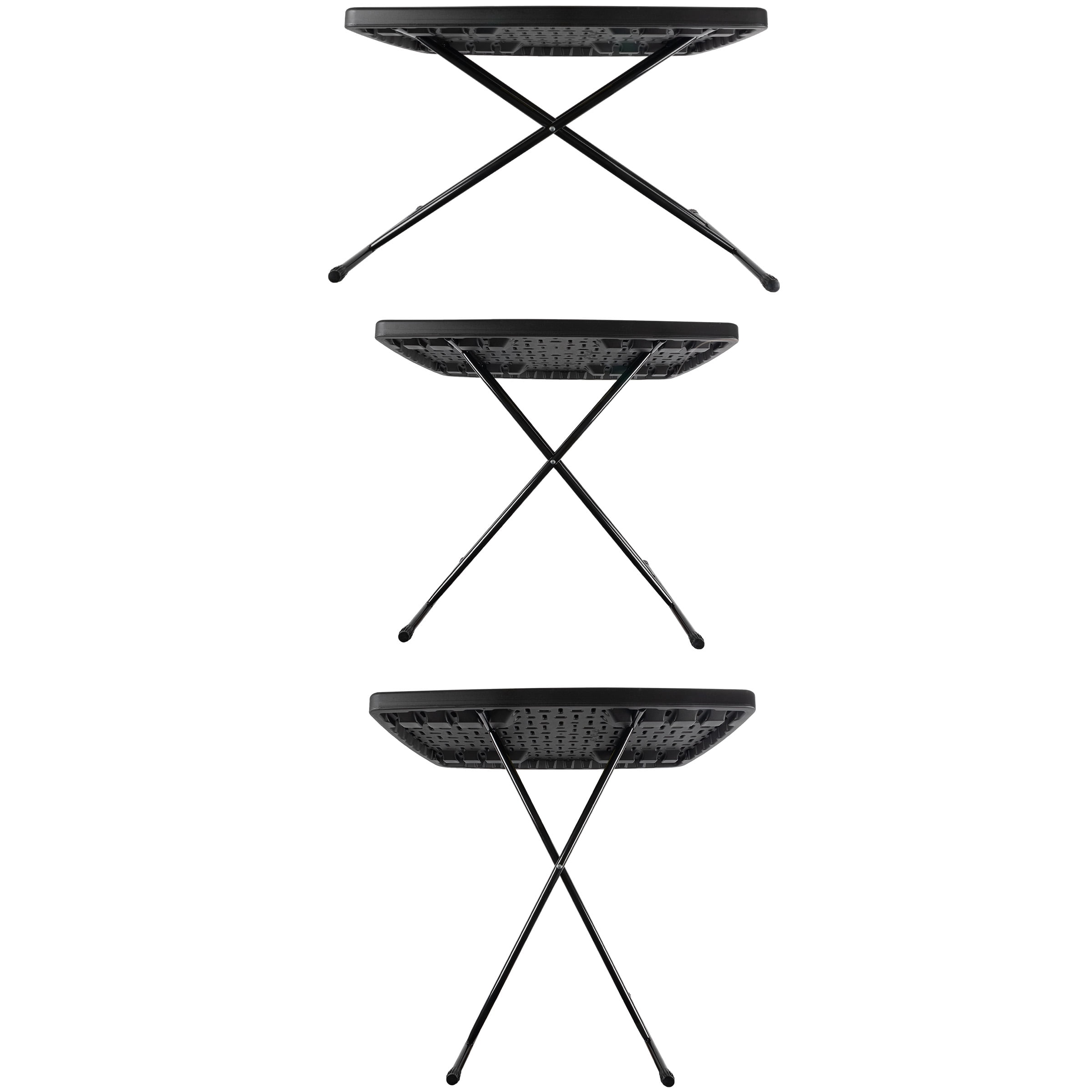 Everyday Home Set of 2 Folding Tables for Camping, Cards, and Crafts, Black