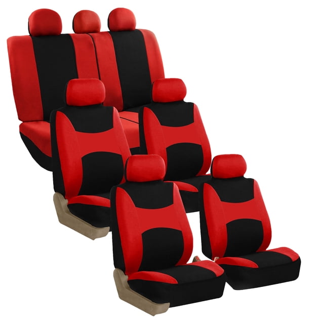 FH Group Universal Fit Car Seat Covers Flat Cloth, Split Benches for Cars, Auto, Trucks, SUV 3 Rows