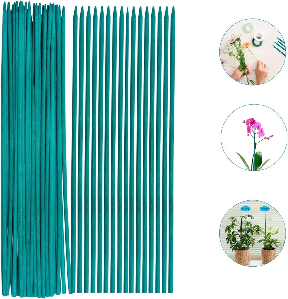 Casewin 20PCS 15.7 Inch/40cm Green Bamboo Sticks, Green Plant Stakes