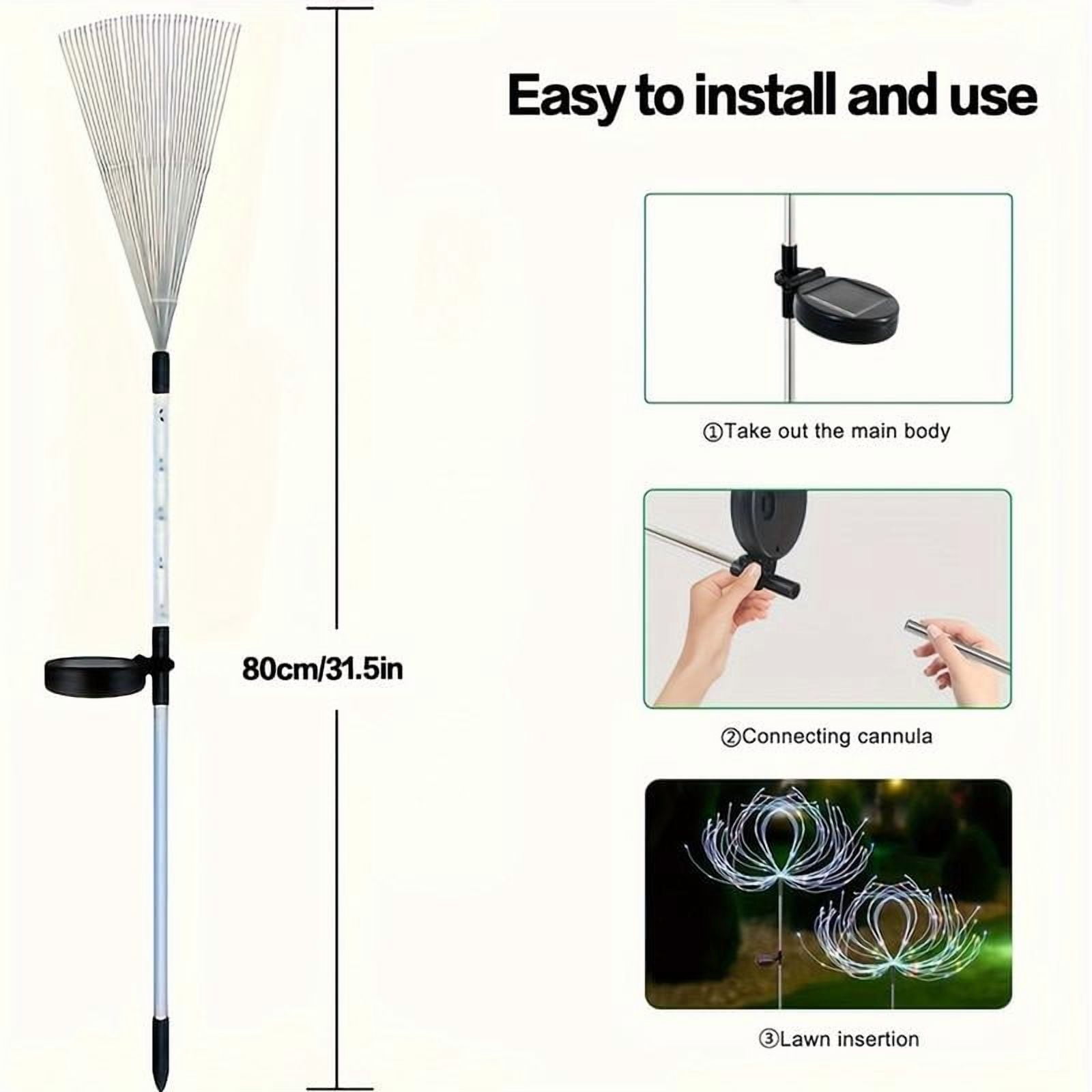 2 Packaging Outdoor Solar Fireworks Light - DIY Decoration, Used for Routes, Gardens, Courtyards, Parties, Weddings, Festivals, Christmas Decorations, Solar Flooring, Lawn Lights,Halloween Decorative