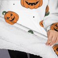thumbnail image 3 of Oversized Wearable Blanket Hoodie,Classic Halloween Pumpkins Pattern Sherpa Blanket Hoodie with Super Pockets,Super Warm Fuzzy Pullover for Women & Men, 3 of 6