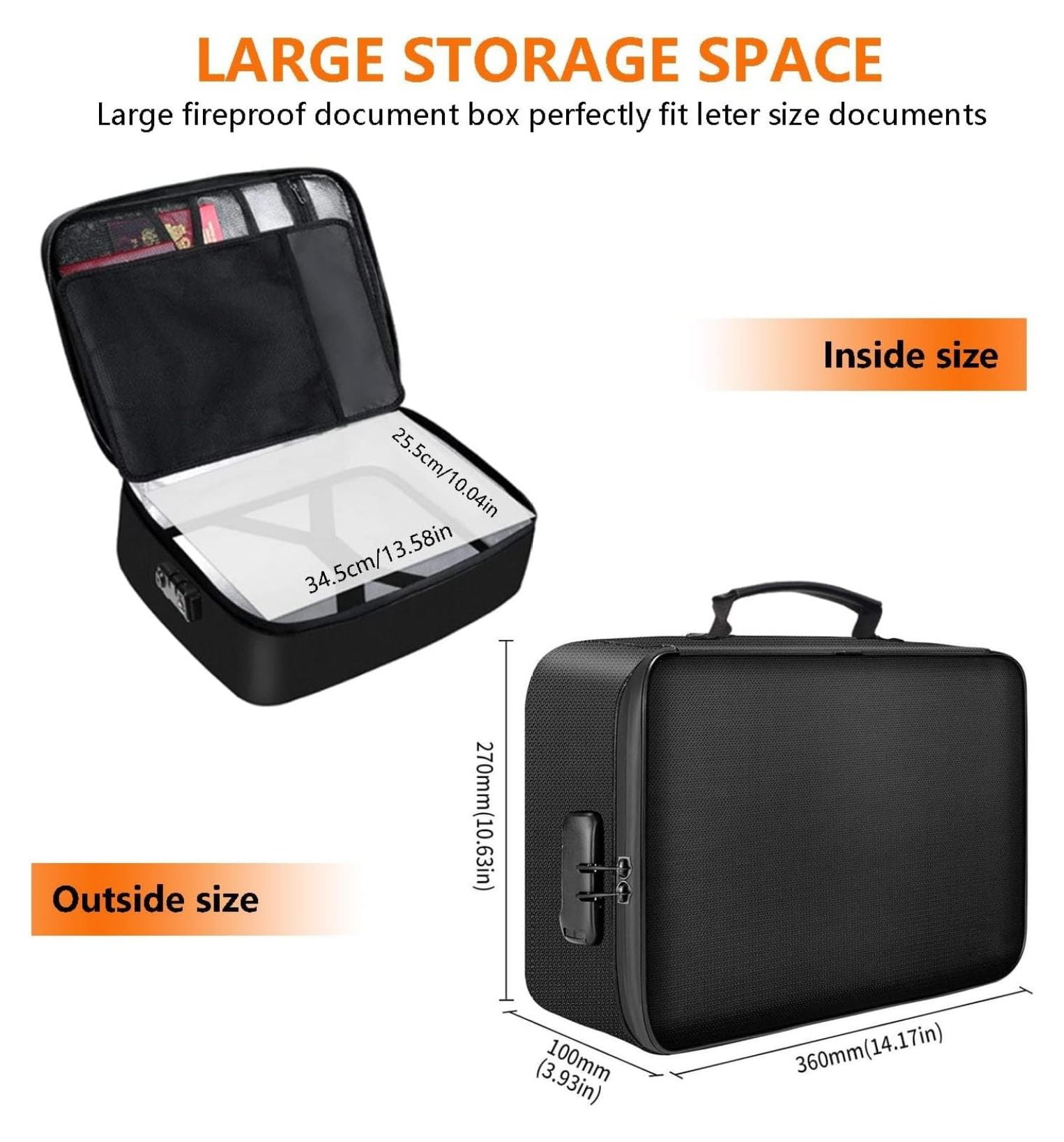 Fireproof Waterproof Document Box with Lock - 8-Layer Heat Insulated Portable File Organizer, Home & Travel Safe Storage for Important Documents, Certificates, Passports