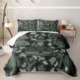 thumbnail image 2 of Catabedysis Camo Camping Quilt Full,Wildlife Camper Pattern Full Bedspread Sets For Boys,Green Grey,3 Pieces, 2 of 7
