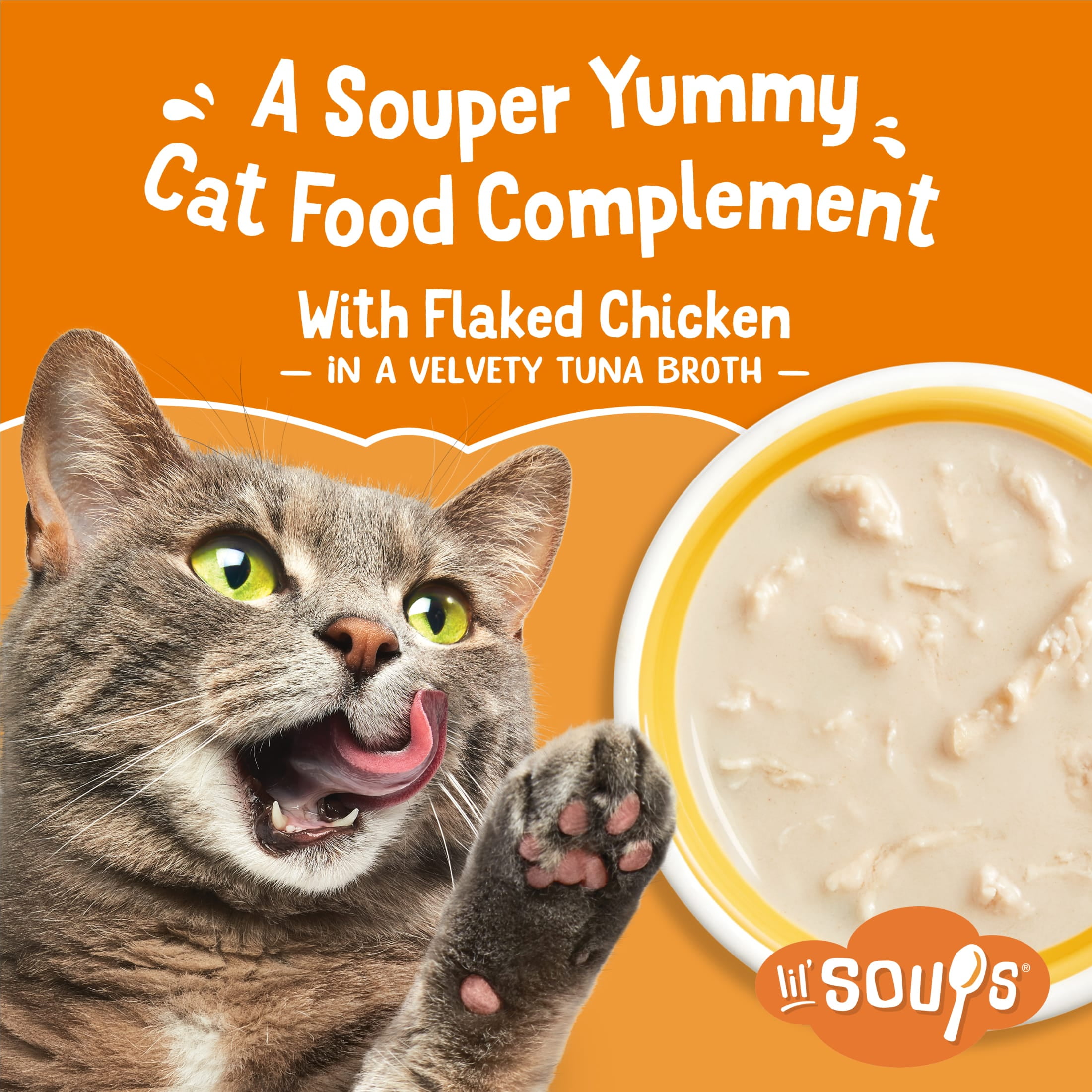 Purina Friskies Lil' Soups Chicken in Tuna Broth, Wet Cat Food, 1.2 oz Tubs, 8 Pack