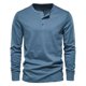 thumbnail image 1 of Men Solid Color Pullover O Neck Long Sleeve Henley Shirt Casual Loose Top Autumn, 1 of 8