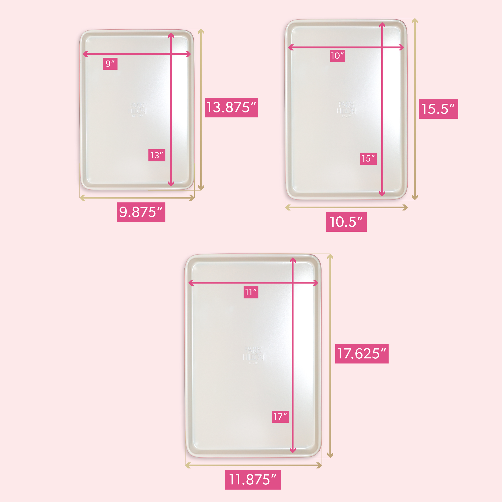 Paris Hilton 3-Piece Nonstick Baking Sheet Set, Pink photo 5