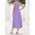 thumbnail image 2 of Vestido PRETTYGARDEN Midi Plisado sin Mangas Línea A Morado XL, 2 of 8