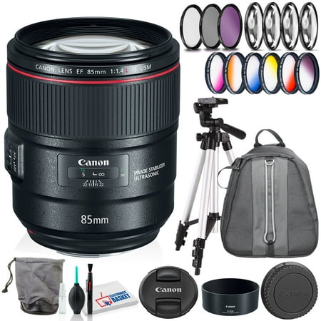 Image of Canon EF 85mm f/1.4L IS USM Lens with Filter Kits Padded Backpack and Tripod