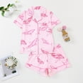 thumbnail image 2 of VNKIDY Women's Pajamas Whale Print 2 Piece Pajama Set Short Sleeve Button Front Lapel Top Elastic Waisted Shorts Loungewear Set For Home Relaxation Trendy Pjs, 2 of 7