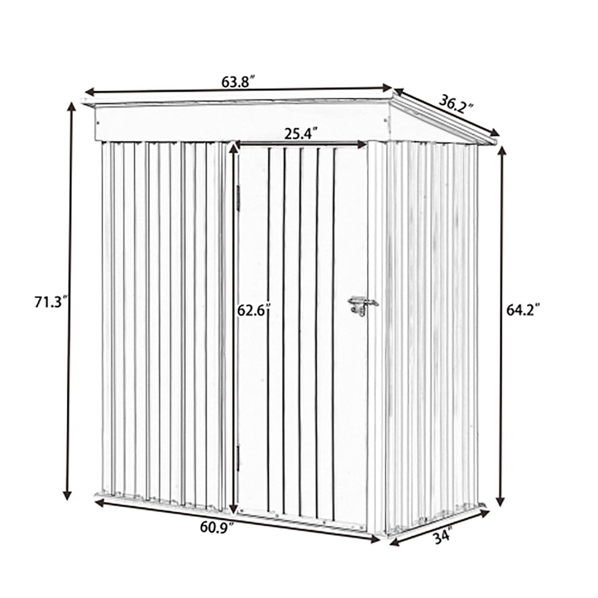 Kadyn 5ft W x 3ft L Garden Shed, Outdoor Storage Shed, Corrosion Resistant Metal Garden Shed with Locking Door, Gray