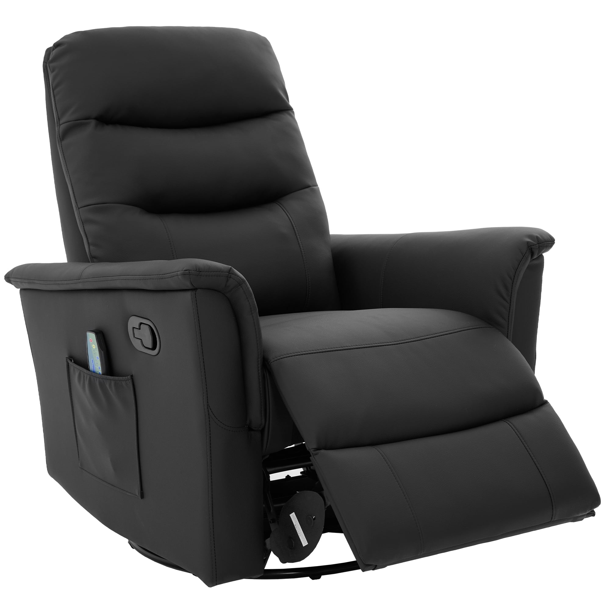 Euroco Manual Recliner Chair, 270° Swivel Rocker Chair with 8-Point Massage Function and Adjustable Backrest,Nursery Rocking Recliner for Living Room, Bedroom and Nursery,Black