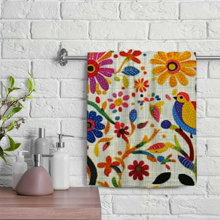 ZFLMY Flower Pattern Birds Kitchen Towels Save 100% Polyester for Bathroom Hotel Gym and Spa Microfiber Hand Towel 29.5x13.8 Inches 29.5x13.8in