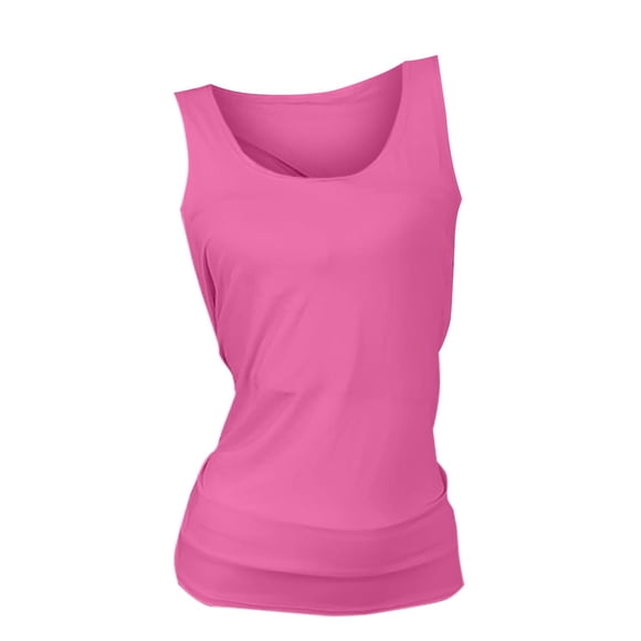 Uqiangy Womens Cotton Soft Slim Fitted Tank Top Sleeveless Cotton Tee Shirts Slim Fitted Basic Tank Top Shirt Cotton Ribbed Crop Tank Tops for Women Slim Fitted Basic Cami Tee Shirts Hot Pink S