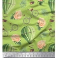 thumbnail image 1 of Soimoi Green Poly Georgette Fabric Amber Flush,Bicycle & Hot Air Balloon Holiday Printed Craft Fabric by the Yard 42 Inch Wide, 1 of 3