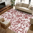 thumbnail image 3 of Area Rug 60×96in, Vintage Rustic Red Flower on Linen Floor Carpet Living Room Rug, Farm Floral Plant Pattern Non-Slip Welcome Mat Indoor Rugs for Bedroom Dining Room, 3 of 9