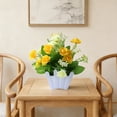 thumbnail image 6 of MMJ Artificial Flowers Small Potted Plant 7.1x4.7x3.1in Faux Foliage in Fence Planter for Desk Shelf, 6 of 6