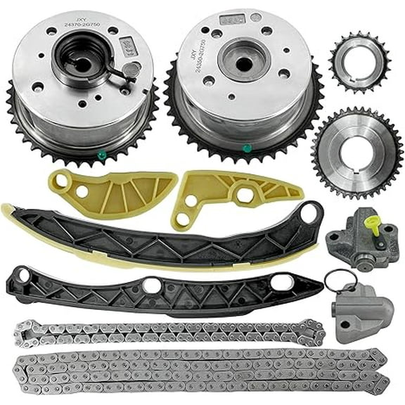 Engine Timing Chain Kit Guide Tensioner Sprocket Compatible with 2011-2018 KIA Sorento Optima Sportage, for 2011-2019 Hyundai Santa Fe Sonata Tucson 2.4L 2.0L L4 DOHC G4KJ Replacement part