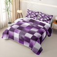 thumbnail image 3 of Homewish Purple Gradient Plaid Twin Quilt Set,Vintage Artwork Twin Coverlet Set,2-Piece, 3 of 7