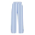 thumbnail image 6 of Summer Cotton Linen Pants for Women Casual Boho Gradient Print Pants 2026 Vacation Wide Leg Stripe Lounge Pant, 6 of 6