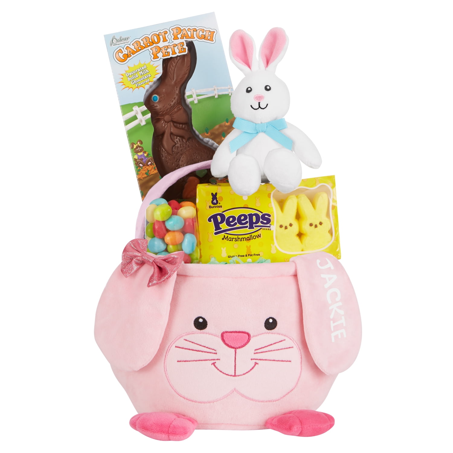 Personalized Furry Friend Easter Basket Pink Bunny w/ Candy Walmart