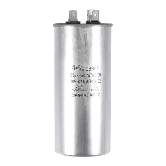 Uxcell 65uF 450V AC Aluminum Case with Terminal Round CBB65 Run Capacitor