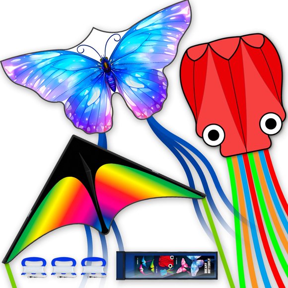 Set de cometas SGFTre Butterfly Delta Octopus para niños y adultos