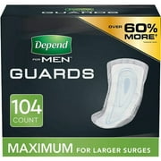 Depend Incontinence Guards for Men, Maximum Absorbency 104 ct