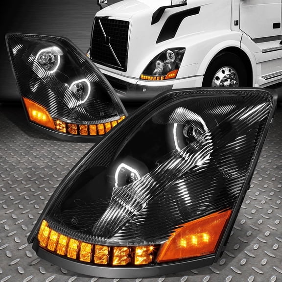 Nuvision for 04-18 Volvo VN VNL LED DRL Dual Sequential Turn Signal Projector Headlight
