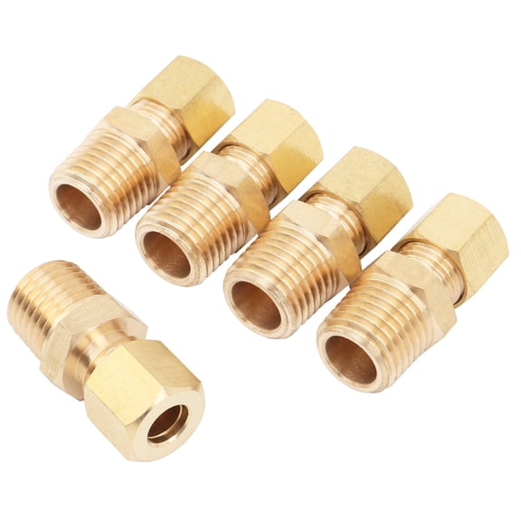 LTWFITTING Brass 1/4 OD x 1/4 Male NPT Compression Connector Fitting(Pack of 5)