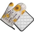 thumbnail image 2 of cixuoa Sunflowers On Wooden Print Kitchen 7.2"X11" Oven Mitts and Pot Holders Sets, Safe for Baking,Cooking, BBQ, 2 of 6