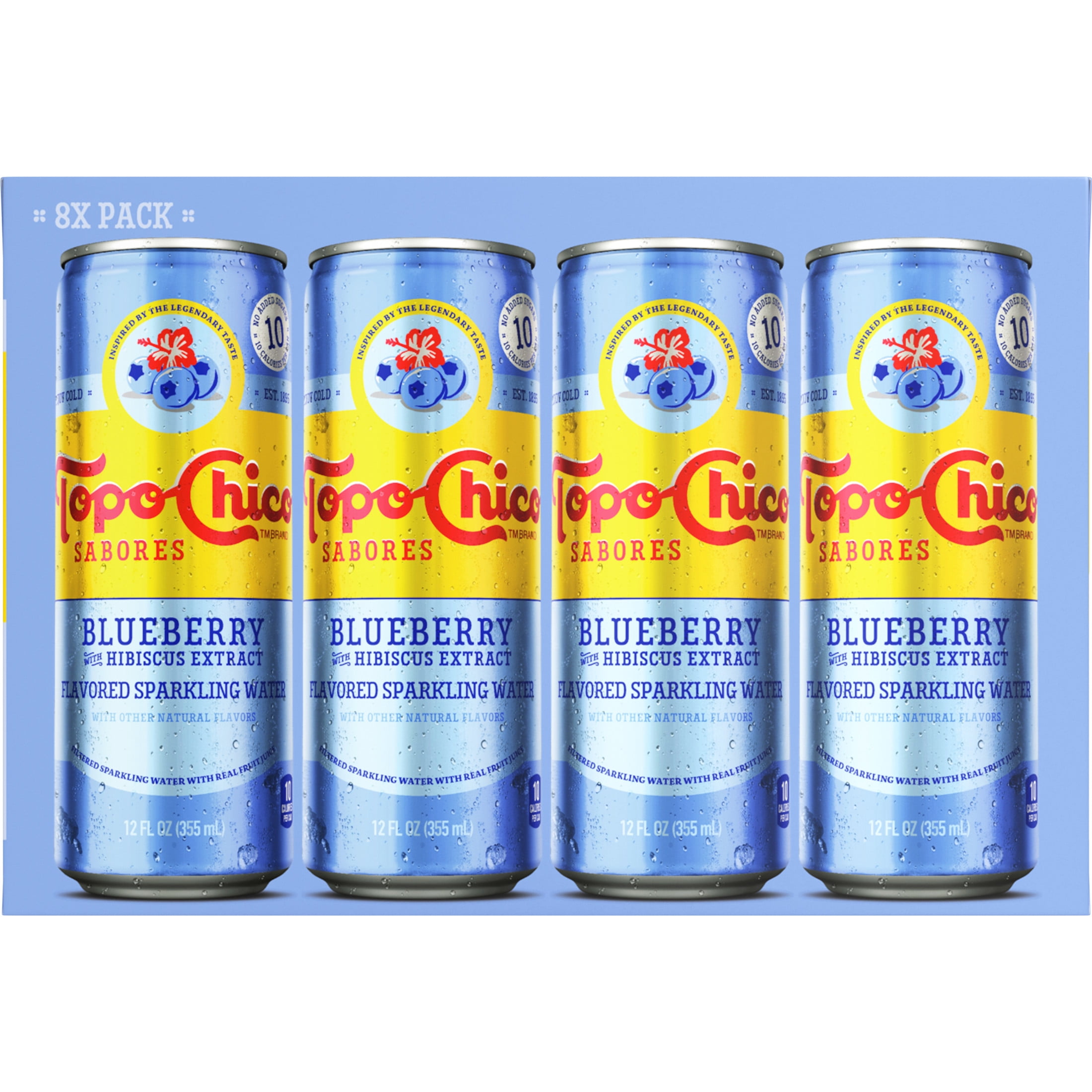 (6 pack) Topo Chico Sabores Blueberry with Hibiscus Extract Flavored Sparkling Water Cans, 12 fl oz, 8 Pack