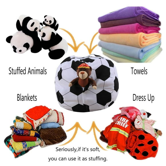 Sillón puf de almacenamiento de 18 pulgadas con funda tipo puf con cremallera para juegos de juguetes de peluche para niños