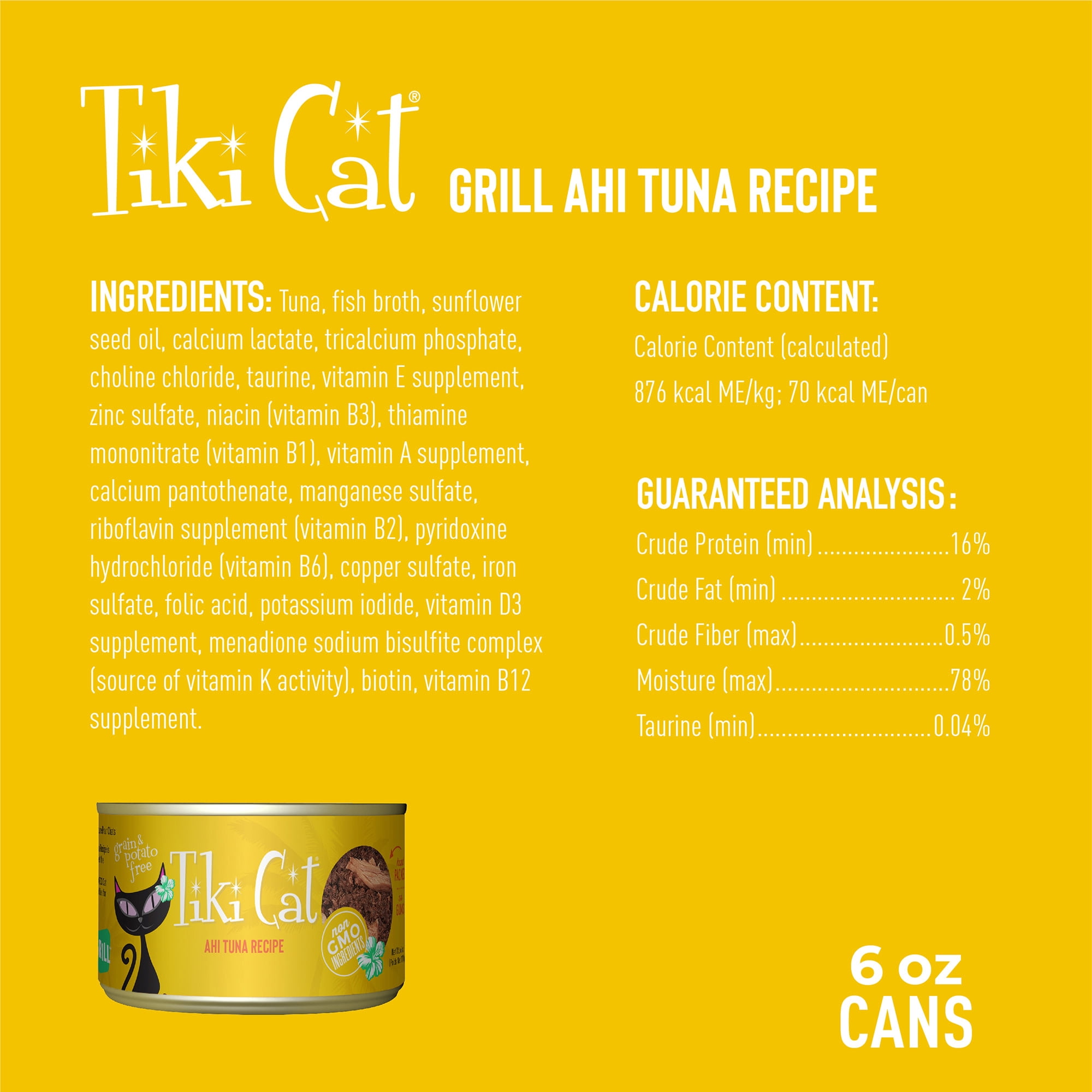 (2 pack) Tiki Cat Grill Wet Cat Food, Ahi Tuna, 6 oz. Can