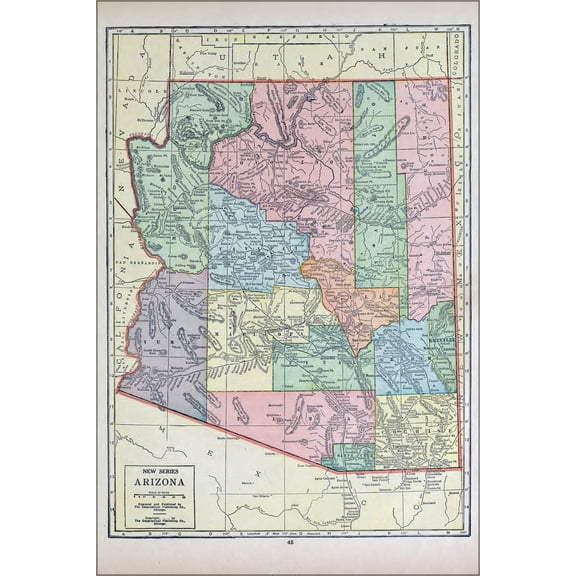 24"x36" Gallery Poster, map of arizona 1927