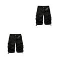 thumbnail image 4 of Minnieouse Pantalones cortos Cargo para hombre, cintura expandible portátil, multibolsillos, ligeros, transpirables, informales, pantalones Negro cuarenta 2piezas, 4 of 6