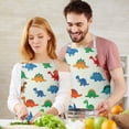 thumbnail image 3 of White Cartoon Dinosaurs Pattern Apron-Garden Aprons for Women with Pockets-Cotton Linen Waterproof Kitchen Cooking Gardening Aprons Adjustable for Kitchen,Cooking,BBQ and Salon 33x27 Inch, 3 of 7