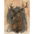thumbnail image 3 of Green, Jacob 19x24 Black Modern Framed Museum Art Print Titled - Red Deer Stag II, 3 of 5