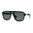 thumbnail image 5 of Color Mirror Shield Flat Top Racer Rimless Horn Rim Plastic Sunglasses Black - Green, 5 of 8