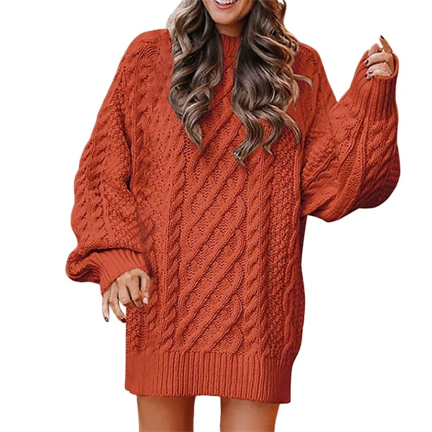Vestido informal de punto para mujer otoño-invierno: material de poliéster y spandex, color liso, adecuado para primavera y otoño, fácil de combinar con abrigos y zapatos.