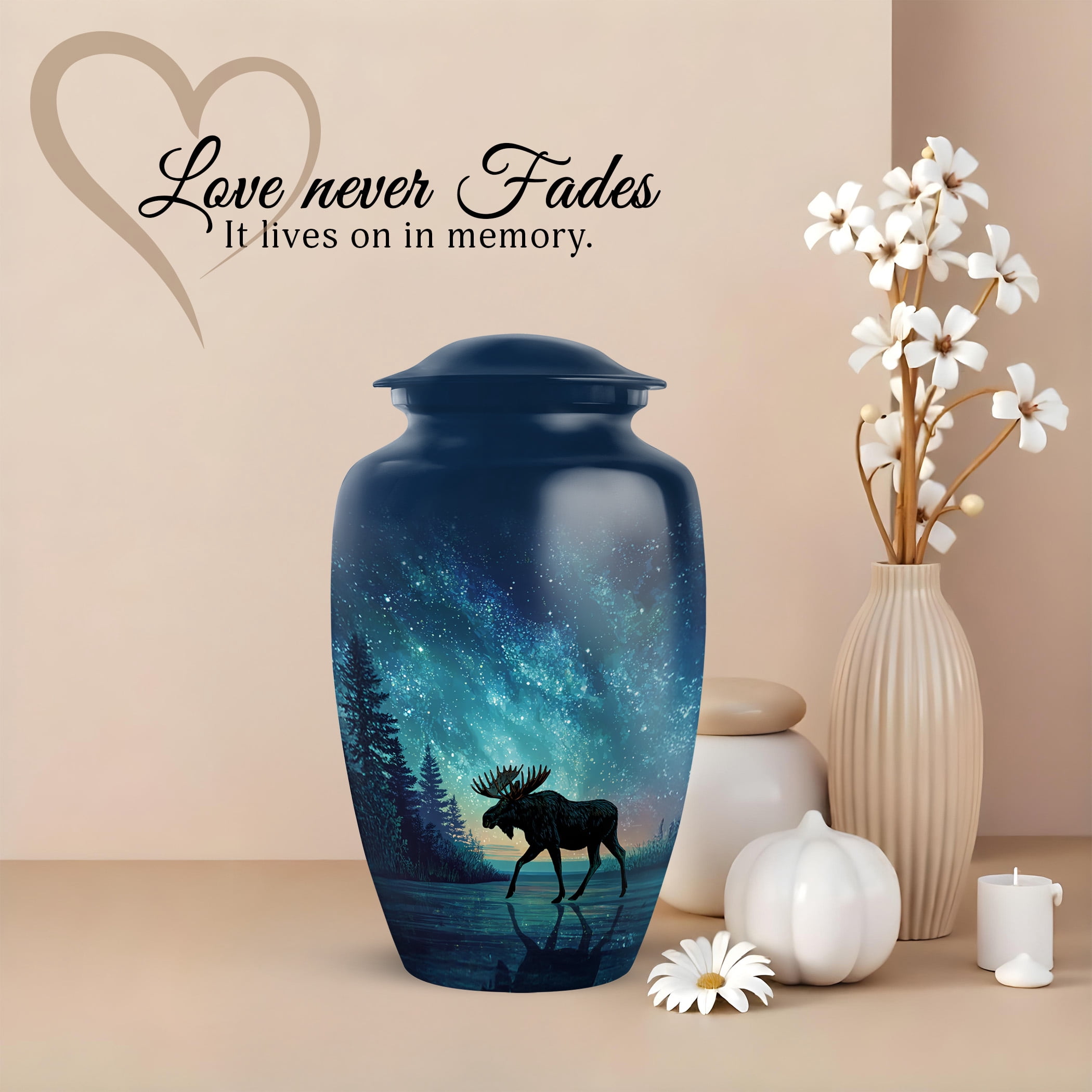 JAGSHASHI Moose Urns for Human Ashes Adult Man - 10 Inch Moose Cremation Handmade Urn for Human Ashes, Moose Purple Urns for Adult Man, Pet Urn for Dogs ( Rainbow, 200 Cubic Inches)