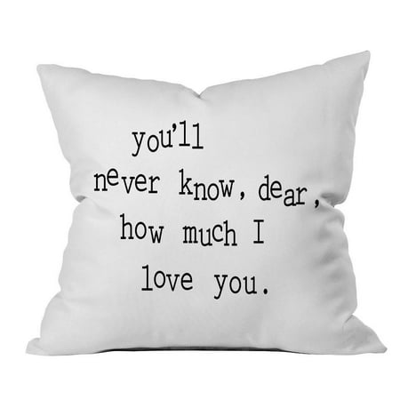 Angel Dear Pillow - you'll never know, dear, how much I love you. 18x18 Inch Throw Pillow Cover