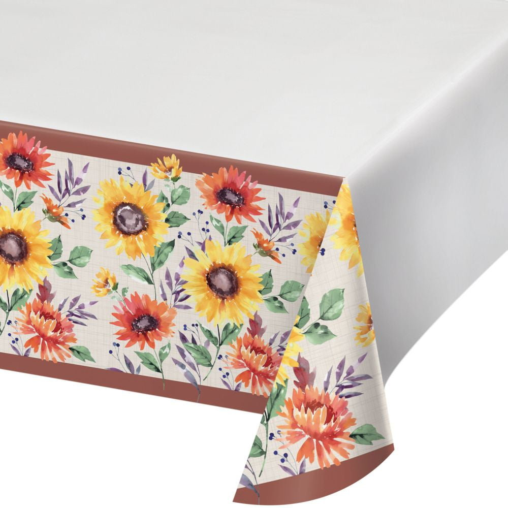 Fall Flowers Paper Tablecloth