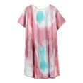 thumbnail image 5 of Womens Summer Casual Dresses Tie Dye Print Round Neck Short Sleeve Mid Length Loose Dress Streetwear, 5 of 8